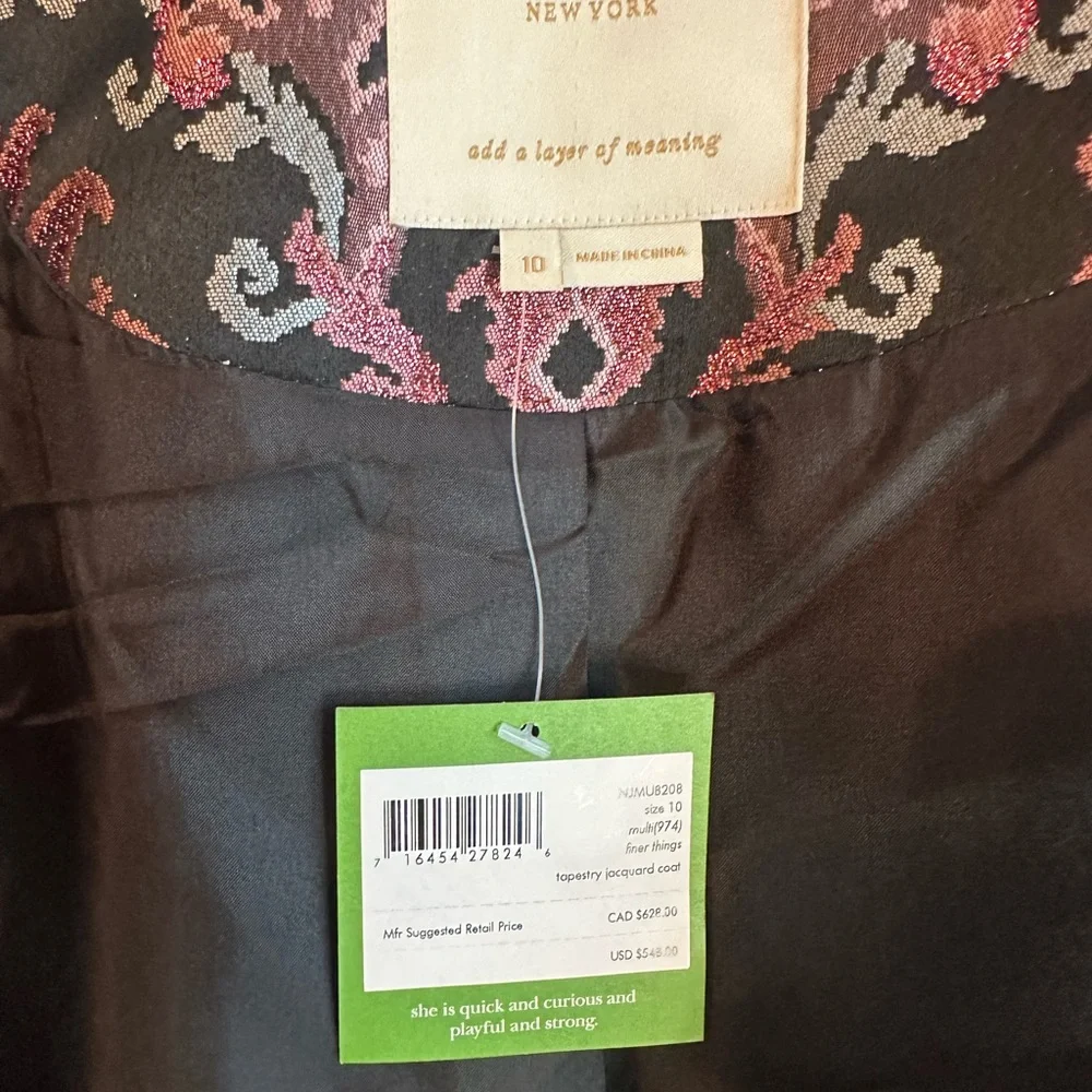 Kate Spade Tapestry Jacquard Jacket Coat Size 10 NEW with Tag